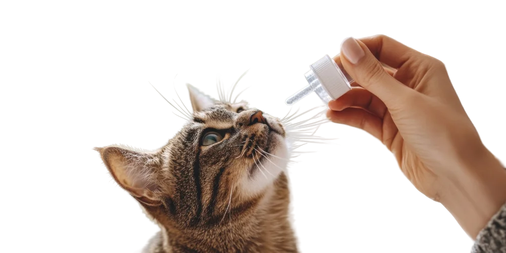 Gato recebendo medicamento veterinário